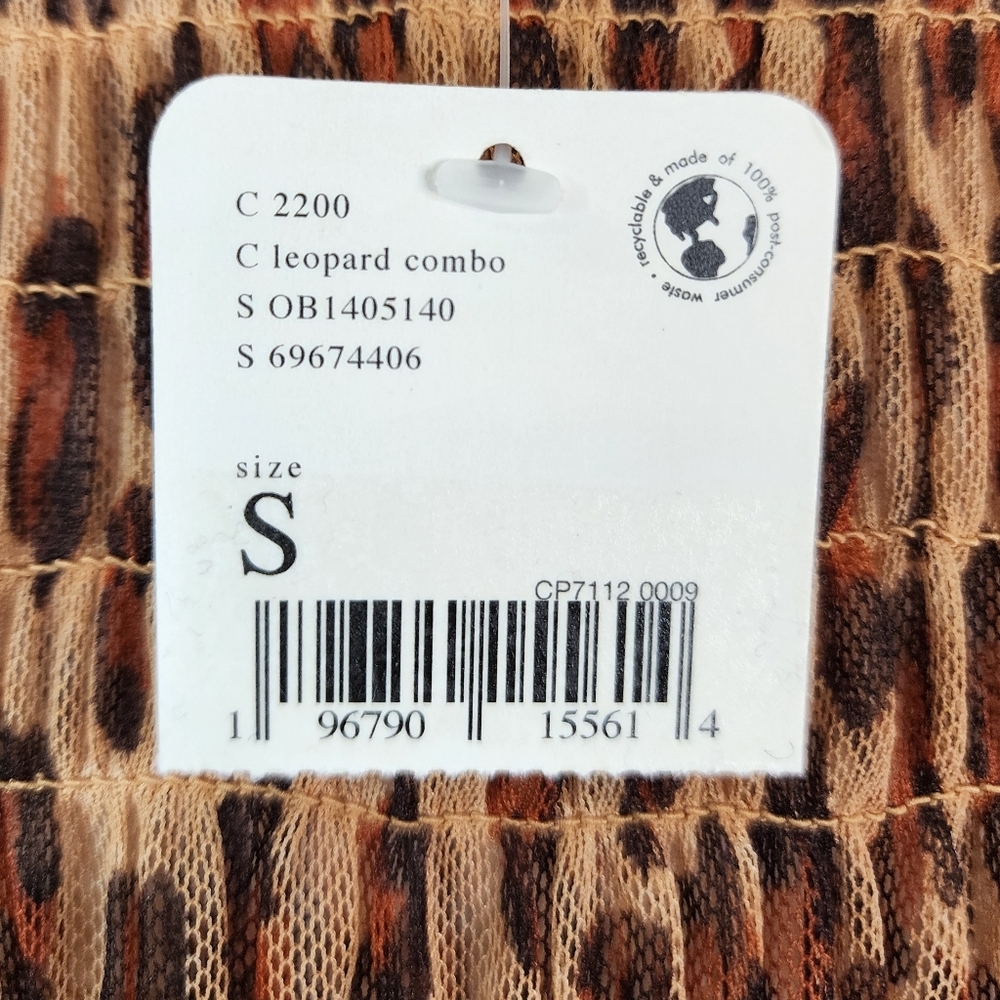 Free People Women's Leopard Print Smock Crop "Hello There" Sheer L/S Top, sz SM - Picture 2 of 12